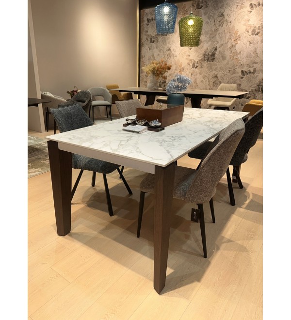 Стол ЭЗМИР (ESMIR) 180 цвет АРАБЕСКАТО (MATTE ARABESCATO SOLID CERAMIC) / ОРЕХ, ®DISAUR