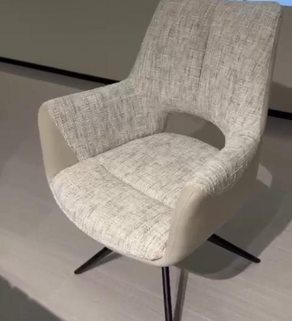 Стул ДАВЕН (DAVEN) 360 град, цвет КРЕМОВЫЙ RIELY-111 /  G1038-101, ткань  / ЛАТТЕ каркас, ®DISAUR