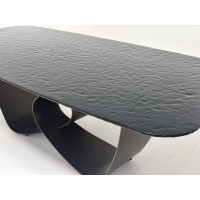 Стол ТОВЕ (TOVE) 240 цвет ЧЕРНЫЙ (GREY), стекло BUBBLE  / Шоколадное золото  ®DISAUR