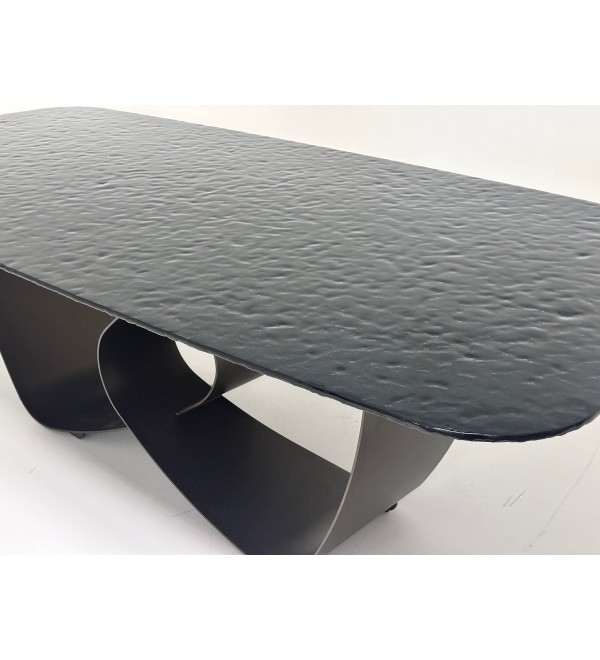 Стол ТОВЕ (TOVE) 240 цвет ЧЕРНЫЙ (GREY), стекло BUBBLE  / Шоколадное золото  ®DISAUR