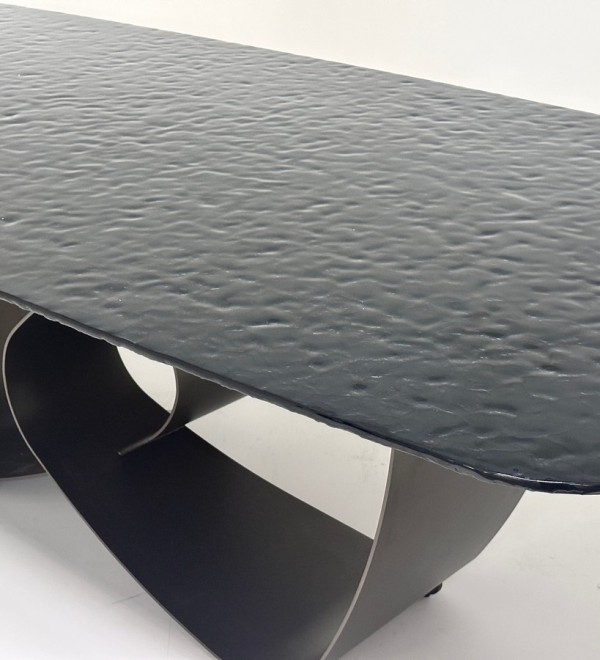 Стол ТОВЕ (TOVE) 240 цвет ЧЕРНЫЙ (GREY), стекло BUBBLE  / Шоколадное золото  ®DISAUR