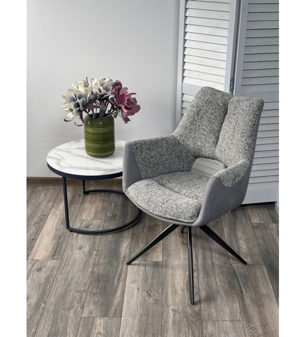 Стул ДАВЕН (DAVEN) 360 град, цвет СЕРЫЙ RIELY-450 /  G1038-04 , ткань  /ТЕМНО-СЕРЫЙ каркас, ®DISAUR
