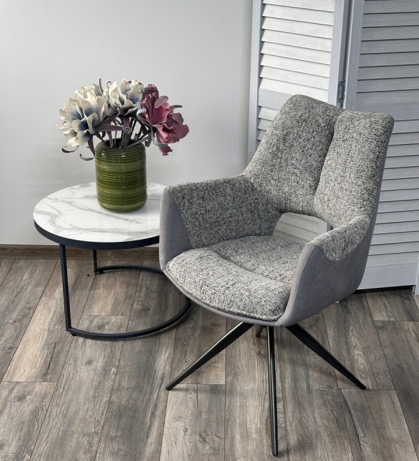 Стул ДАВЕН (DAVEN) 360 град, цвет СЕРЫЙ RIELY-450 /  G1038-04 , ткань  /ТЕМНО-СЕРЫЙ каркас, ®DISAUR