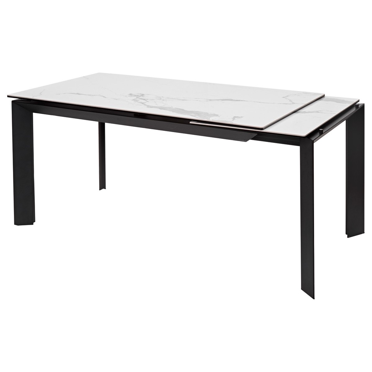Стол КРЕМОНА (CREMONA) 140 БЕЛЫЙ МРАМОР ГЛЯНЦ (HIGH GLOSS STATUARIO), керамика/ ЧЕРНЫЙ, ®DISAUR