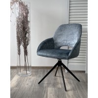Стул БЕРРИС (BERRIES) 360 град. Синий Loris-37, велюр / темно-синий 7525-56 / черный каркас, DISAUR