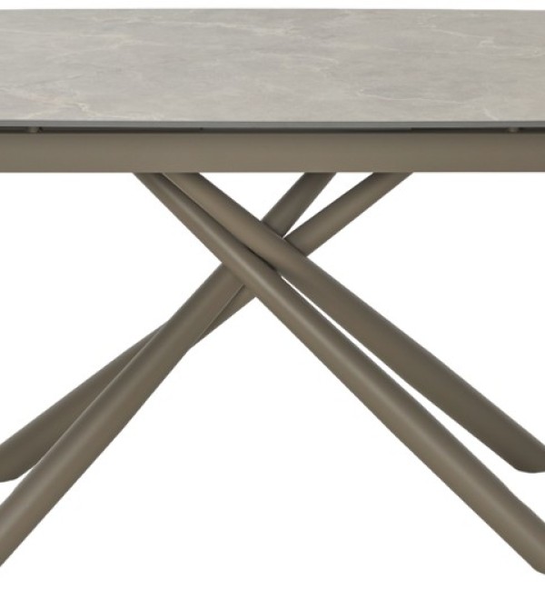 Стол РИВОЛИ (RIVOLI) 140 цвет ЛАТТЕ МАТОВЫЙ (MATT LATTE STONE SOLID CERAMIC) / ТАУПЕ, ®DISAUR