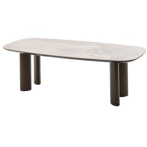 Стол ГАРДЕ (GARDE) 239 цвет Бежевый мрамор CA036, керамика / коричневый, ®DISAUR