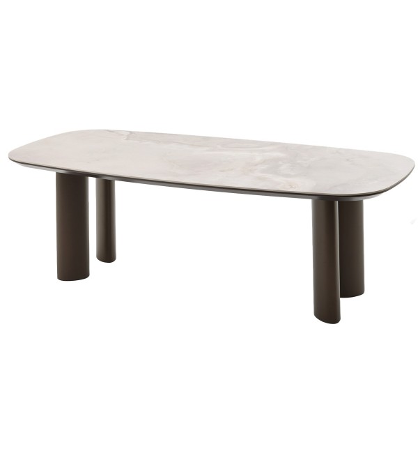 Стол ГАРДЕ (GARDE) 239 цвет Бежевый мрамор CA036, керамика / коричневый, ®DISAUR