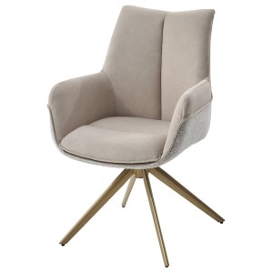 Стул ПОНТУС (PONTUS) 360 град, цвет КРЕМОВЫЙ (RIELY-111/PRESENT-120)/ ШАМПАНЬ каркас, ®DISAUR