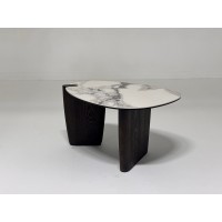 Стол кофейный ДЭГ (DAG) цвет FENDI WHITE керамика на стекле/массив/ МДФ, дубовый шпон ®DISAUR