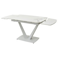 Стол АЛАТРИ (ALATRI) 120 цвет БЕЛЫЙ МРАМОР ГЛЯНЦ. (GLOSS STATUARIO WHITE), керамика / БЕЛЫЙ, ®DISAUR