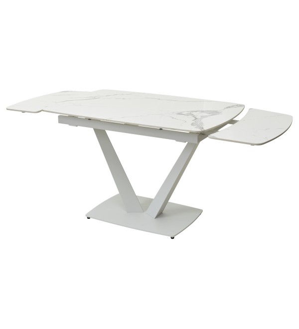 Стол АЛАТРИ (ALATRI) 120 цвет БЕЛЫЙ МРАМОР ГЛЯНЦ. (GLOSS STATUARIO WHITE), керамика / БЕЛЫЙ, ®DISAUR