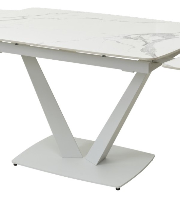 Стол АЛАТРИ (ALATRI) 120 цвет БЕЛЫЙ МРАМОР ГЛЯНЦ. (GLOSS STATUARIO WHITE), керамика / БЕЛЫЙ, ®DISAUR