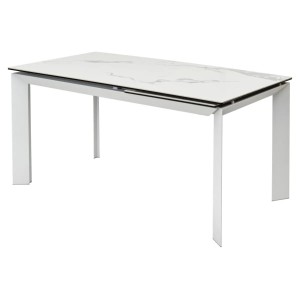 Стол КРЕМОНА (CREMONA) 140 цвет БЕЛЫЙ МРАМОР ГЛЯНЦ (HIGH GLOSS STATUARIO), керамика/ БЕЛЫЙ, ®DISAUR