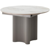 Стол АДАЖИО 115 КРУГЛЫЙ цвет МРАМОР (GILT WHITE), керамика / Латте каркас