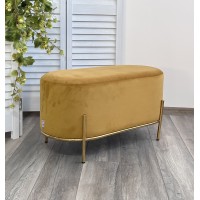 Пуф для гостиной ЗЕН (ZEN) цвет BLUVEL-68 желтый, велюр / золотой каркас