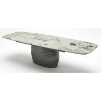 Стол ОАЗИС (OASIS) 200 Бежевый мрамор TL-331, испанская керамика / Бронзовый графит каркас, ®DISAUR