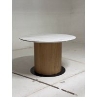 Стол МЕСА (MESA) D120 цвет БЕЛЫЙ МРАМОР M326 / ДУБ, ®DISAUR