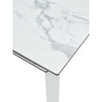 Стол КОРНЕР (CORNER) 120 цвет БЕЛЫЙ МРАМОР (HIGH GLOSS STATUARIO) керамика, стекло/ БЕЛЫЙ, ®DISAUR