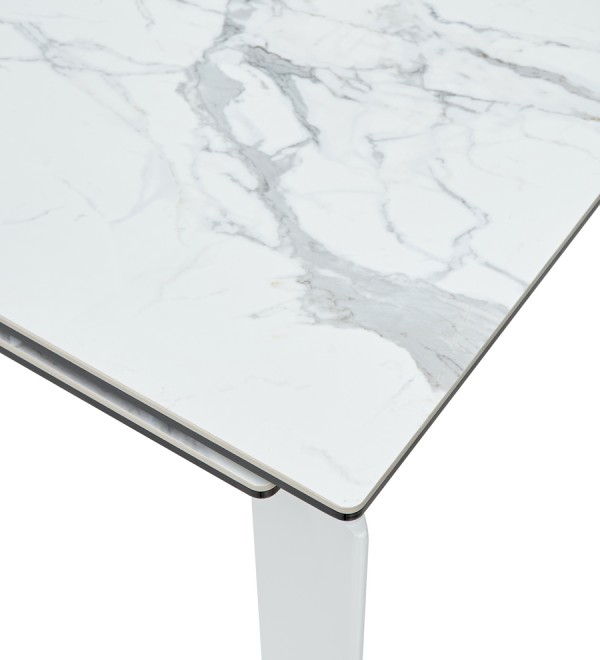Стол КОРНЕР (CORNER) 120 цвет БЕЛЫЙ МРАМОР (HIGH GLOSS STATUARIO) керамика, стекло/ БЕЛЫЙ, ®DISAUR