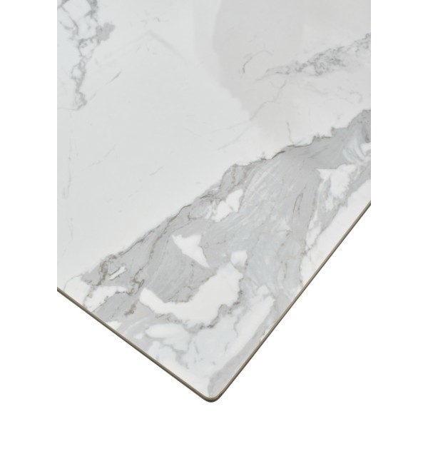 Стол КРЕМОНА (CREMONA) 140 цвет БЕЛЫЙ МРАМОР ГЛЯНЦ (HIGH GLOSS STATUARIO), керамика/ БЕЛЫЙ, ®DISAUR