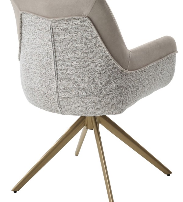 Стул ПОНТУС (PONTUS) 360 град, цвет КРЕМОВЫЙ (RIELY-111/PRESENT-120)/ ШАМПАНЬ каркас, ®DISAUR