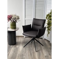 Стул ДИН (DEAN) 360 град.поворот. цвет ТЕМНО-СЕРЫЙ, экокожа Maison 99# / Черный, ®DISAUR