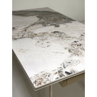 Стол АСЕРРА-1 (ACERRA-1) 160 цвет ПАНДОРА (GLOSS PANDORA) керамика/ каркас цвета ШАМПАНЬ, ®DISAUR
