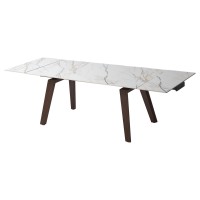 Стол БЭТИС (BETIS) 180 цвет Мрамор (MATTE GILDED WHITE SOLID CERAMIC) / Орех (WALNUT), ®DISAUR