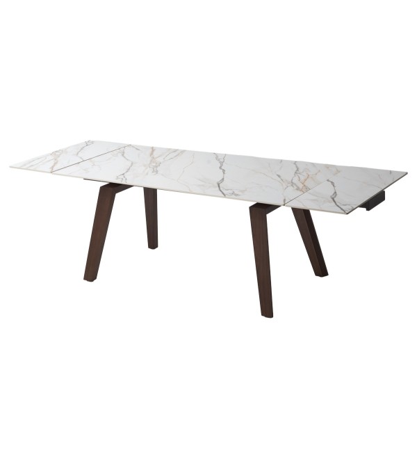 Стол БЭТИС (BETIS) 180 цвет Мрамор (MATTE GILDED WHITE SOLID CERAMIC) / Орех (WALNUT), ®DISAUR