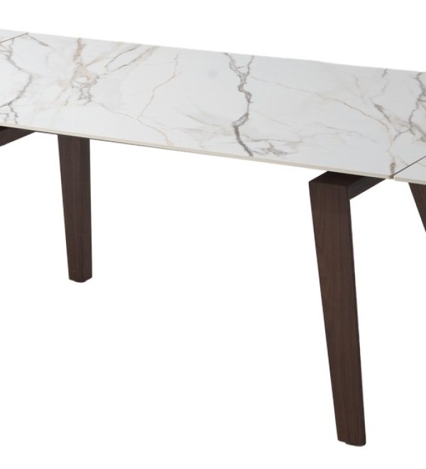 Стол БЭТИС (BETIS) 180 цвет Мрамор (MATTE GILDED WHITE SOLID CERAMIC) / Орех (WALNUT), ®DISAUR