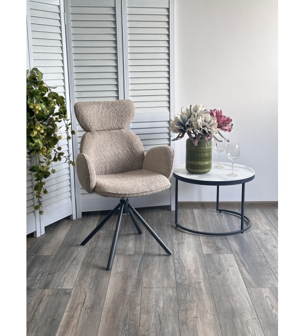 Стул ВАРДИ (VARDY) 360 град.поворот. бежевый букле XD841-06 / Серый, ®DISAUR