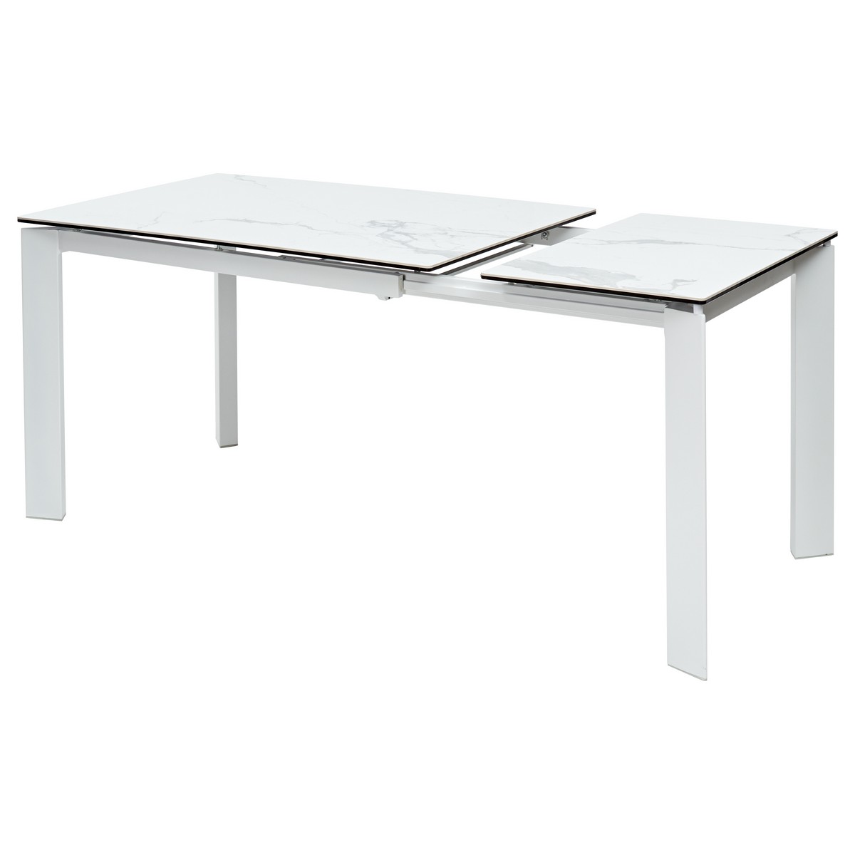Стол КОРНЕР (CORNER) 120 цвет БЕЛЫЙ МРАМОР (HIGH GLOSS STATUARIO) керамика, стекло/ БЕЛЫЙ, ®DISAUR