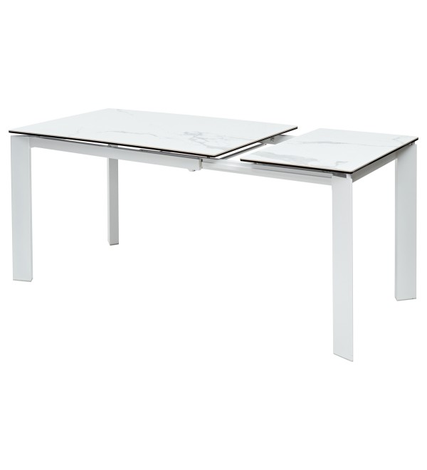 Стол КОРНЕР (CORNER) 120 цвет БЕЛЫЙ МРАМОР (HIGH GLOSS STATUARIO) керамика, стекло/ БЕЛЫЙ, ®DISAUR