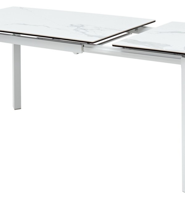 Стол КОРНЕР (CORNER) 120 цвет БЕЛЫЙ МРАМОР (HIGH GLOSS STATUARIO) керамика, стекло/ БЕЛЫЙ, ®DISAUR
