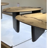 Стол кофейный ДЭГ (DAG) цвет FENDI WHITE керамика на стекле/массив/ МДФ, дубовый шпон ®DISAUR