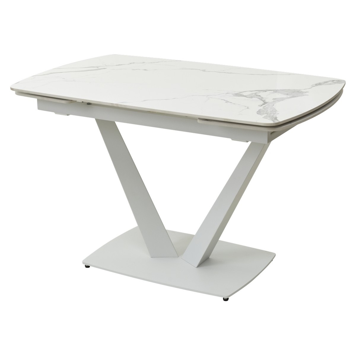 Стол АЛАТРИ (ALATRI) 120 цвет БЕЛЫЙ МРАМОР ГЛЯНЦ. (GLOSS STATUARIO WHITE), керамика / БЕЛЫЙ, ®DISAUR
