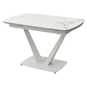 Стол АЛАТРИ (ALATRI) 120 цвет БЕЛЫЙ МРАМОР ГЛЯНЦ. (GLOSS STATUARIO WHITE), керамика / БЕЛЫЙ, ®DISAUR