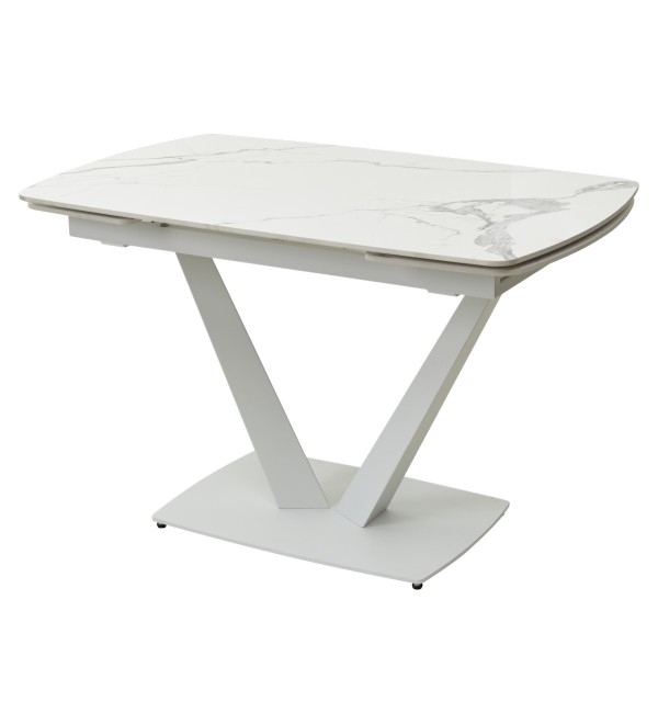 Стол АЛАТРИ (ALATRI) 120 цвет БЕЛЫЙ МРАМОР ГЛЯНЦ. (GLOSS STATUARIO WHITE), керамика / БЕЛЫЙ, ®DISAUR