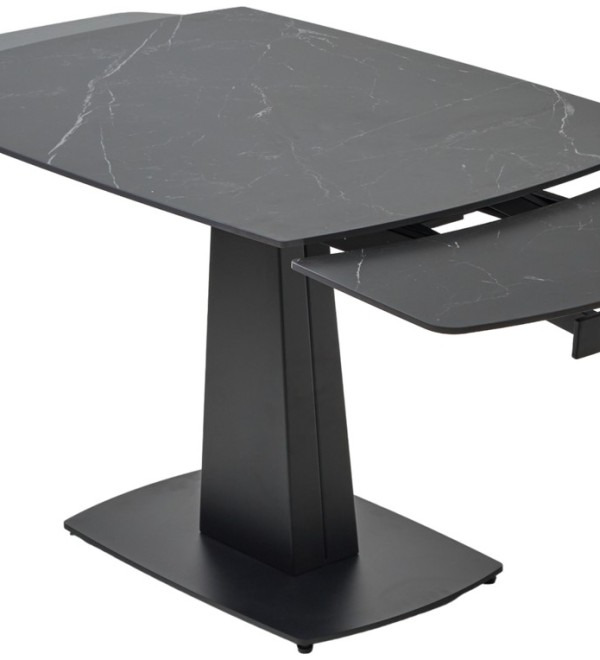Стол БАЛД (BALDE) 140 цвет ЧЕРНЫЙ МРАМОР МАТОВЫЙ (MATT BLACK MARBLE SOLID CERAMIC )/ ЧЕРНЫЙ, ®DISAUR