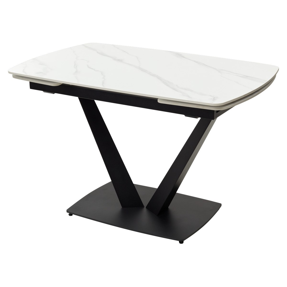 Стол АЛАТРИ (ALATRI) 120 цвет БЕЛЫЙ МРАМОР МАТОВЫЙ (MATT WHITE MARBLE) керамика / ЧЕРНЫЙ, ®DISAUR