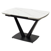 Стол АЛАТРИ (ALATRI) 120 цвет БЕЛЫЙ МРАМОР МАТОВЫЙ (MATT WHITE MARBLE) керамика / ЧЕРНЫЙ, ®DISAUR