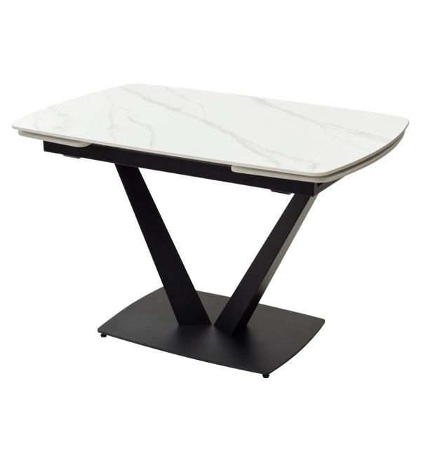 Стол АЛАТРИ (ALATRI) 120 цвет БЕЛЫЙ МРАМОР МАТОВЫЙ (MATT WHITE MARBLE) керамика / ЧЕРНЫЙ, ®DISAUR