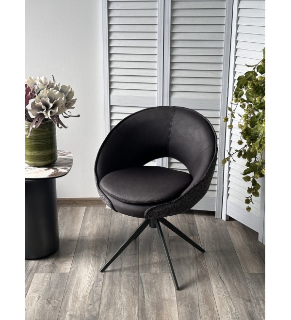 Стул АНАБЕЛЬ (ANABEL) 360 град. поворот Черный  Maison 99# / OTE COBBLE 457 / серый каркас, ®DISAUR