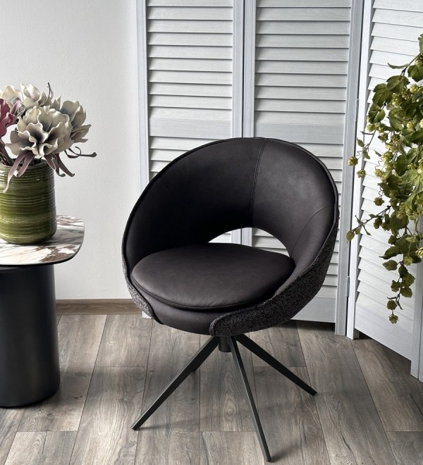 Стул АНАБЕЛЬ (ANABEL) 360 град. поворот Черный  Maison 99# / OTE COBBLE 457 / серый каркас, ®DISAUR