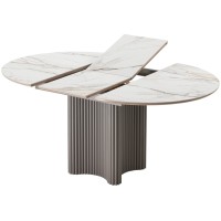 Стол АДАЖИО 115 КРУГЛЫЙ цвет МРАМОР (GILT WHITE), керамика / Латте каркас
