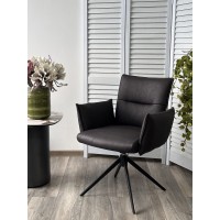 Стул ДИН (DEAN) 360 град.поворот. цвет ТЕМНО-СЕРЫЙ, экокожа Maison 99# / Черный, ®DISAUR
