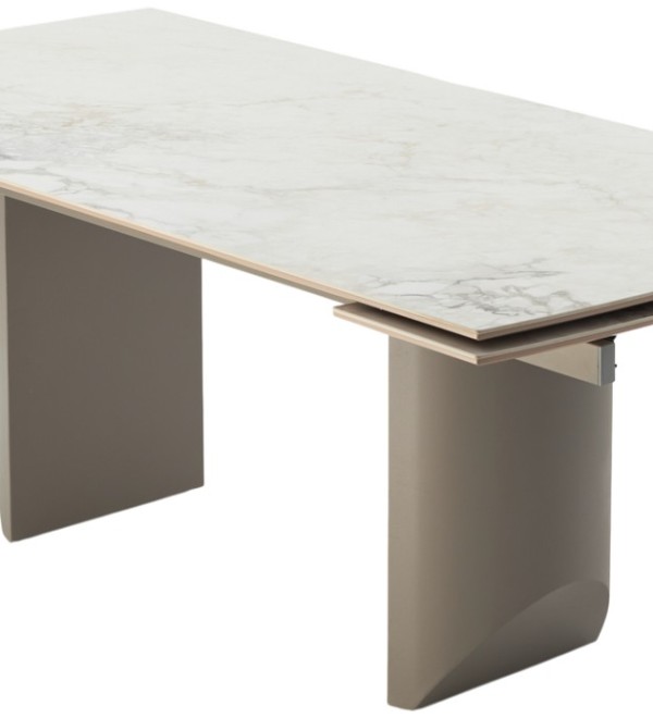 Стол ПУАНТО 200 цвет КРЕМ (BRECHA CREMA ELEGANCE), керамика / Латте каркас