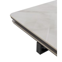 Стол ШЕРЛ  200 цвет ОНИКС (CRYSTAL ONIX BIANCO), керамика / Черный каркас