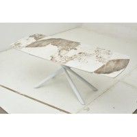 Стол РИВОЛИ (RIVOLI) 140 цвет ПАНДОРА (GLOSS LUXURY PANDORA SOLID CERAMIC) / БЕЛЫЙ, ®DISAUR